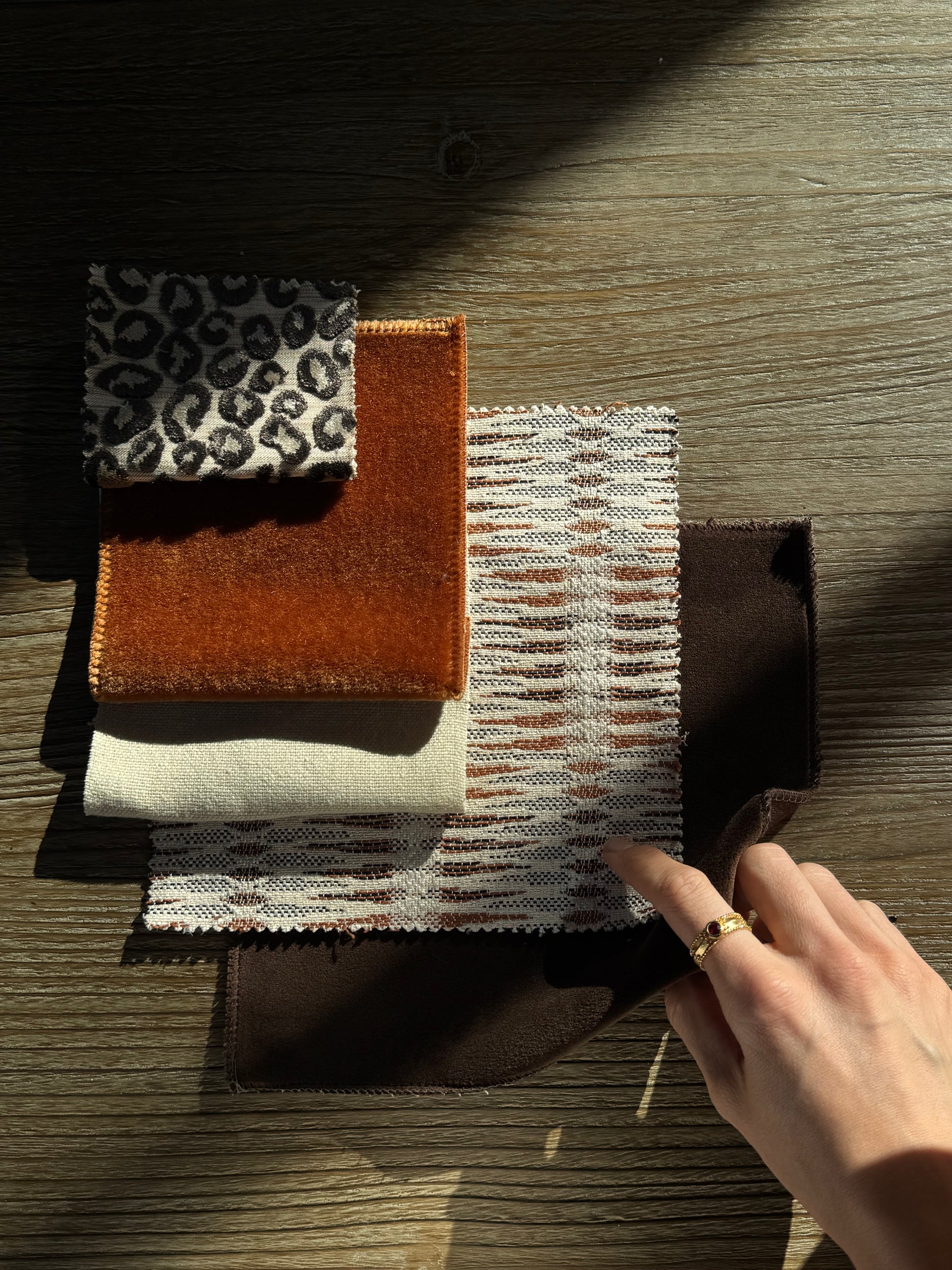A fabric scheme laid out on a table